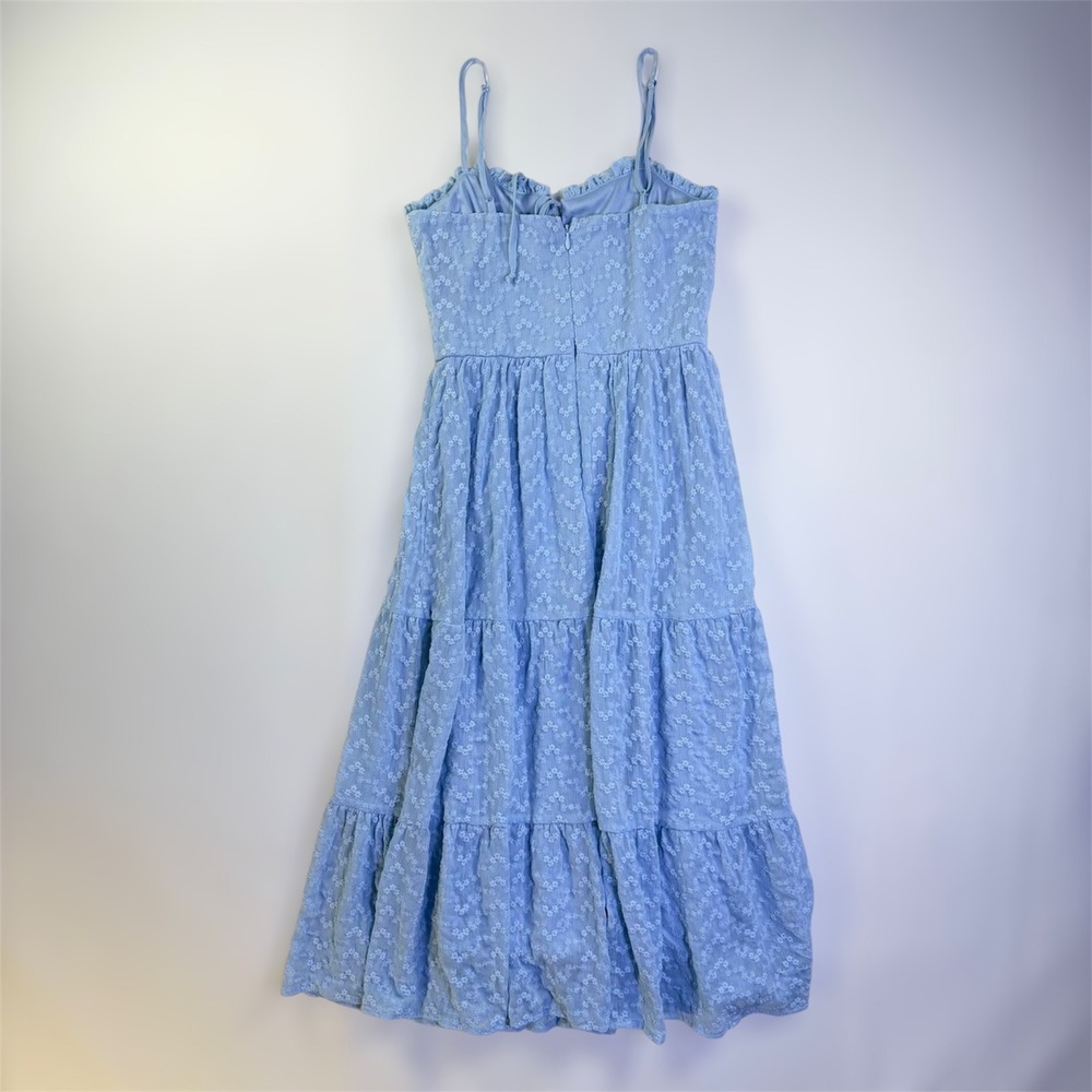 Altar'd State Demi-AS Light Blue Floral Embroidered‎ Tiered Midi Dress Womens XS - Picture 5 of 11